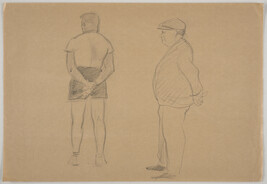 Sketch of Two Men, one in a Boxing Uniform seen from back and one in profile