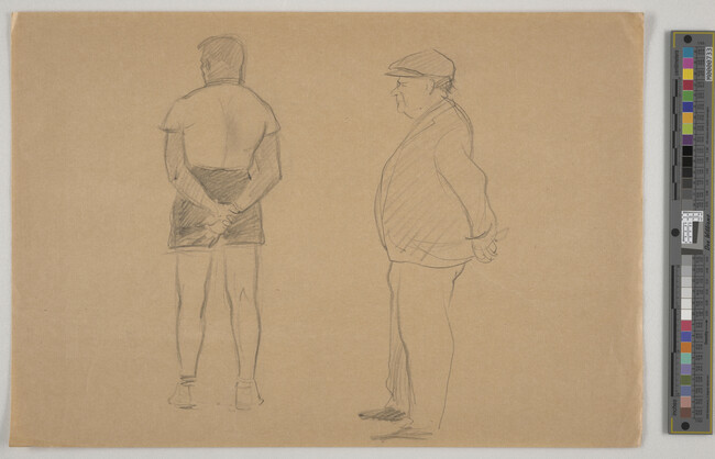 Alternate image #1 of Sketch of Two Men, one in a Boxing Uniform seen from back and one in profile