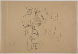 Study for Band Concert (1934-5) [sketch of six figures: two men, one woman, three children]