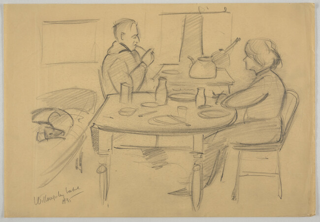 Man and Woman Seated at Kitchen Table, Willouby Lake, Vermont