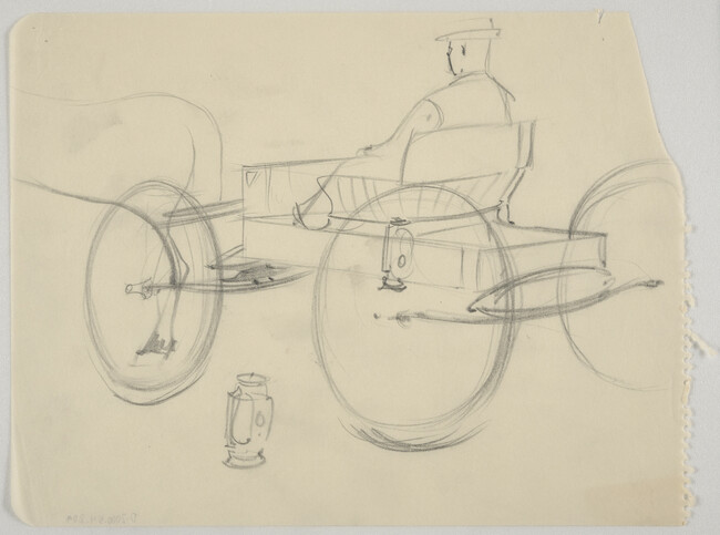 Sketch of man driving carriage [study for Beaver Meadow, 1938]