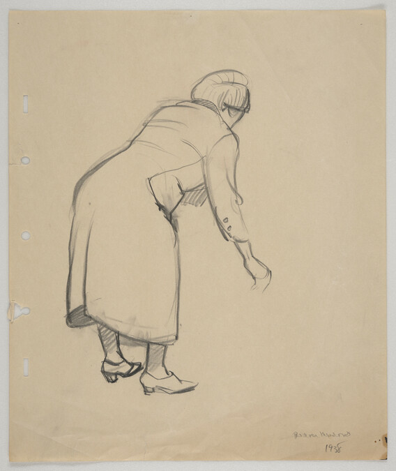 Sketch of woman bending over [study for Beaver Meadow, 1938]