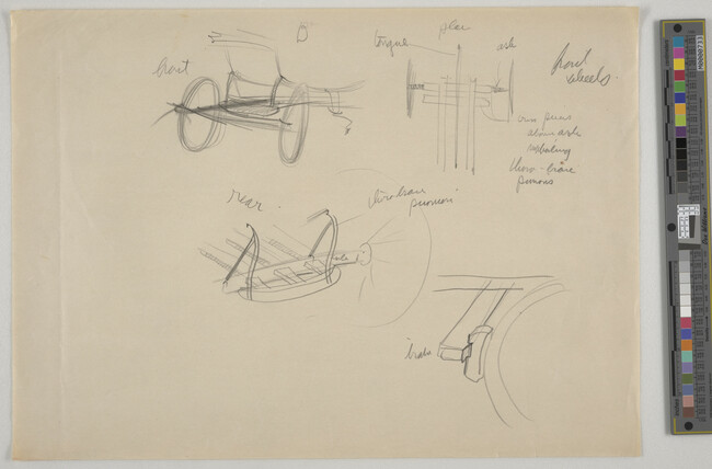Alternate image #1 of Four sketches of carriage parts with identifying notations [study for Beaver Meadow, 1938]