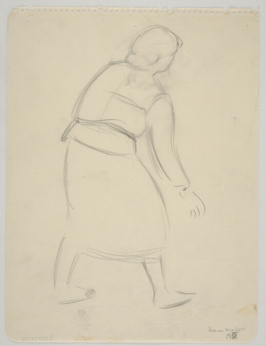 Sketch of woman seen from behind [study for Beaver Meadow, 1938]