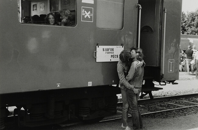 Couple Kissing at a Train Station, Hungary