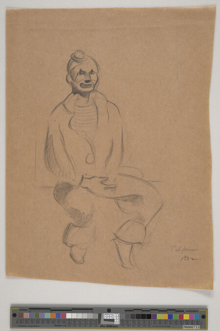 Alternate image #1 of Sketch of seated clown