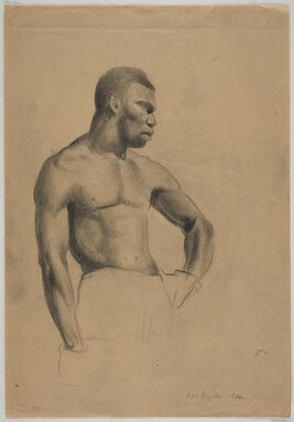 Portrait of African American boxer (3/4 view)