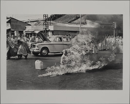 Thich Quang Duc burns himself to death on a Saigon Street to protest the persecution of Buddhists by the...