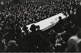 A Group of Hassidic Men Listen to a Rabbi in a Brooklyn Synagogue, New York City, USA