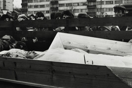Crowd Observes Dead Body in Open Casket, Romania