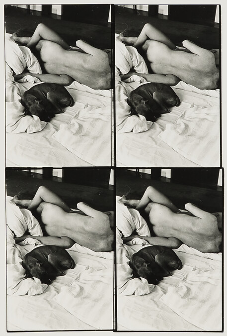 Four Contact Prints of a Nude man, Woman, and Dog in Bed, Denmark