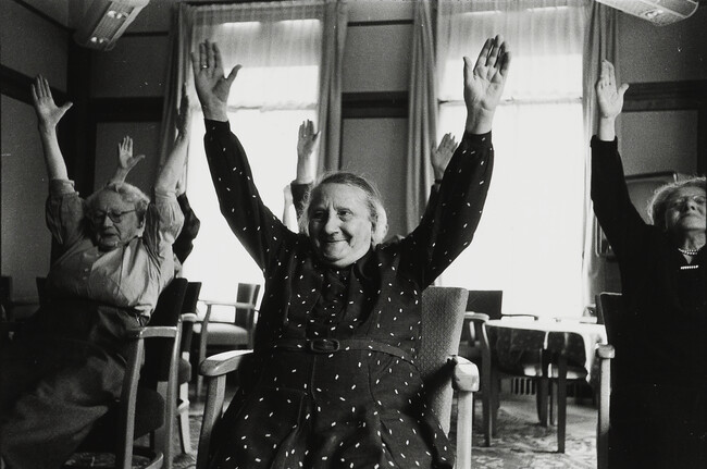 Woman Exercising in a Jewish Old Age Home, Amsterdam, Holland