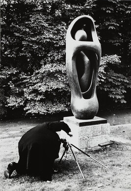 Priest Photographing Henry Moore Sculpture, Rotterdam, Holland