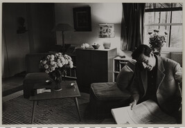 Composer Gian Carlo Menotti Reading the Paper at Home, Mount Kisco, New York