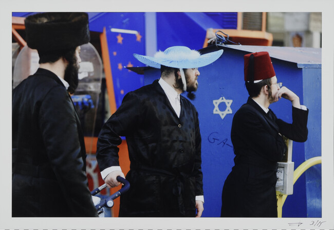 Purim, Bnei Brak, Three Men in Profile (Blue Hat), from the portfolio Hide. and Seek.