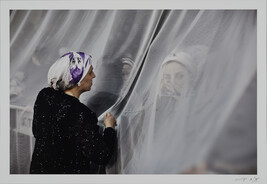 Wedding, Beit Shemesh, Women Talk through Curtain, from the portfolio Hide. and Seek.