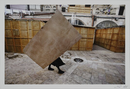 Succoth, Mea Shearim (Man carrying plywood); from the portfolio Hide. and Seek.