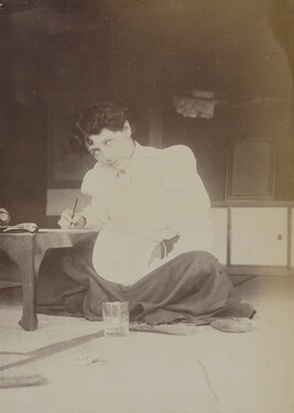 Portrait of a western woman in a Japanese home. Japan, from a Travel Photograph Album (Views of Hawaii...
