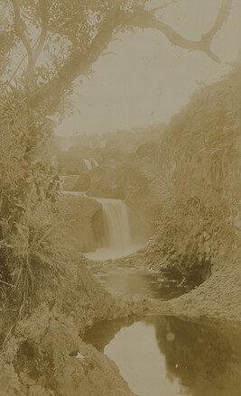 View of waterfalls. Hilo, Hawaii (island), Hawaii, from a Travel Photograph Album (Views of Hawaii and...