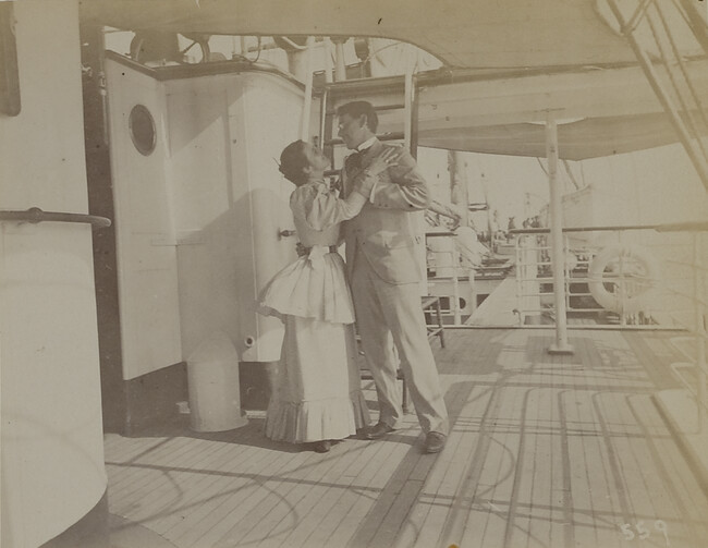 Man and woman on the SS Belgic. Japan, from a Travel Photograph Album (Views of Hawaii and Japan)