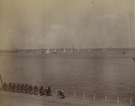 View of the harbor from the Grand Hotel. Yokohama, Kanagawa Prefecture, Japan, from a Travel Photograph...