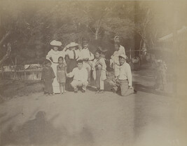 Western tourists with Japanese Children. Japan, from a Travel Photograph Album (Views of Hawaii and...