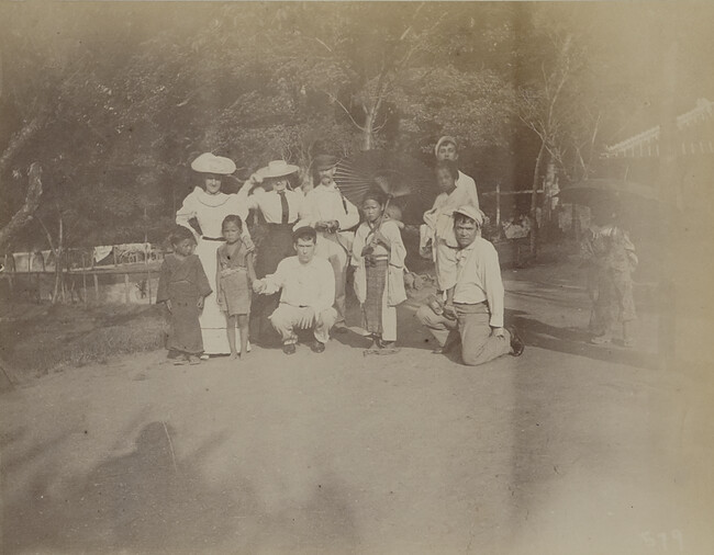 Western tourists with Japanese Children. Japan, from a Travel Photograph Album (Views of Hawaii and Japan)