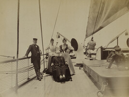 Captain More of the steamer Alameda, a man, two women, and a child. Hawaii, from a Travel Photograph...