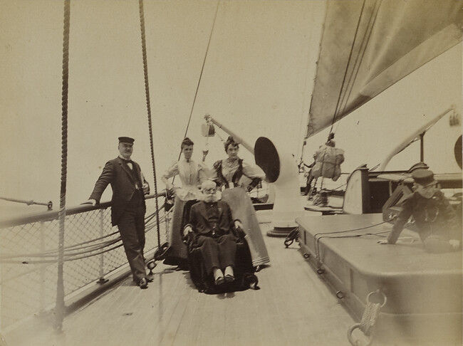Captain More of the steamer Alameda, a man, two women, and a child. Hawaii, from a Travel Photograph Album (Views of Hawaii and Japan)