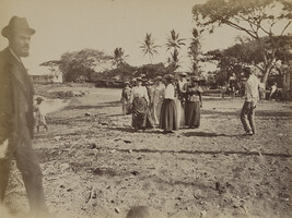 Women walking on a Hawaiian beach, from a Travel Photograph Album (Views of Hawaii and Japan)