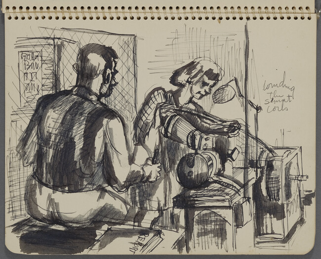 Page 5 (Winding the coils, G.M. Diesel Plant, La Grange, Illinois), from a Sketchbook for an Unrealized Mural Project 