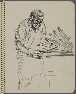 Page 8 (Man working, G.M. Diesel Plant, La Grange, Illinois), from a Sketchbook for an Unrealized Mural...