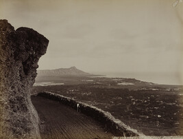 View of Diamond Head from Punchbowl Crater. Honolulu, O'ahu, Hawaii, from a Travel Photograph Album...