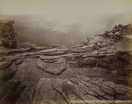 View of Halema'uma'u Crater after the earthquake of 1887. Hawaii (island), Hawaii, from a Travel...