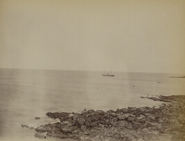Steamer Kinau off the coast of Māhukona. Hawaii (island), Hawaii, from a Travel Photograph Album (Views...