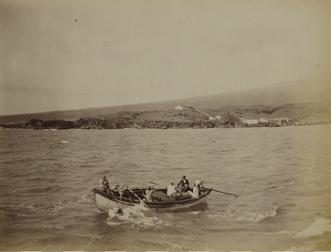 Swimming horses in Māhukona Bay. Hawaii (island), Hawaii, from a Travel Photograph Album (Views of Hawaii and Japan)