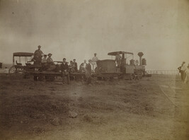 Men on a train. Pahala, Hawaii (island), Hawaii, from a Travel Photograph Album (Views of Hawaii and...