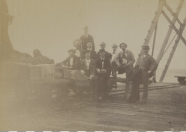 Ten men on the Punalu'u railroad. Hawaii (island), Hawaii, from a Travel Photograph Album (Views of...