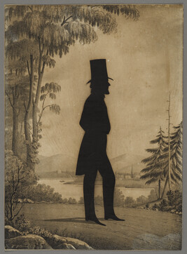 Silhouette of Cyrus Ardens of Pawlet, VT (Full length figure on landscape background)