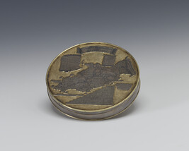 Gilt Snuff Box with Map of Velikii Ustiug, a Northern City in the Vologda Province