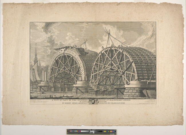 Alternate image #1 of A View of Part of the Intended Bridge at Blackfriars in London, 1766