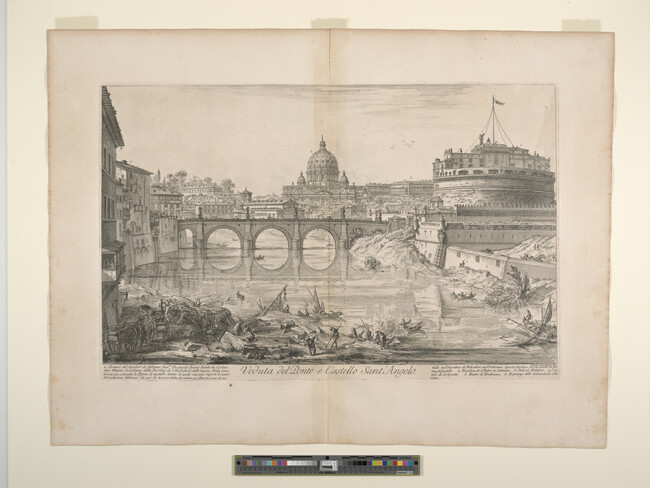 Alternate image #1 of Veduta del Ponte e Castello Sant'Angelo (View of the Bridge and Castle of Sant'Angelo), from Le Magnificenze di Roma: Vedute di Roma