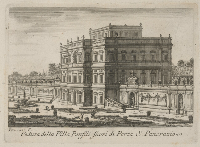 Veduta della Villa Panfili fuori di Porta S. Pancrazio (View of the Villa Pamphili outside the Porta San Pancrazio), from Le Magnificenze di Roma: Raccolte di varie dedute di Roma (The Magnificence of Rome: Collection of Various Views of Rome)