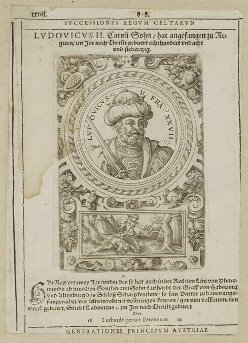 Charles II (Charles the Bald, 823-877) (recto); Louis II (Louis the German, about 810-876) (verso); from Iconographia Regum Francorum dass ist Ein Eigentliche Abconterfeyning aller Könige in Franckreich