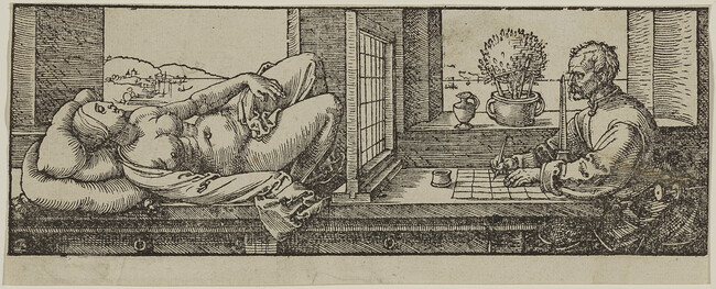 Draughtsman Making a Perspective Drawing of a Reclining Woman, from Underweysung der Messung (The Manual of Measurement)