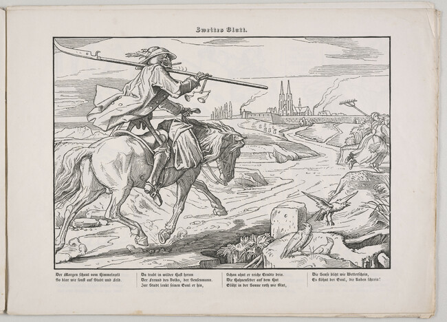 Plate 2 (Death rides towards town); from the cycle Auch ein Todentanz aus dem Jahre 1848 (Another Dance of Death for the year 1848)