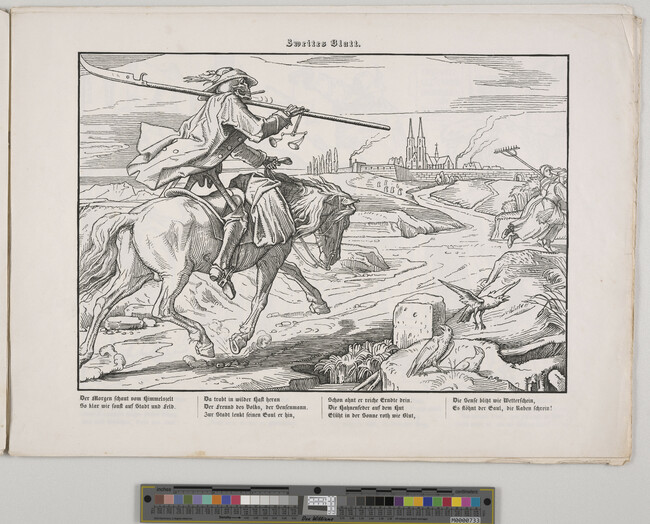 Alternate image #1 of Plate 2 (Death rides towards town); from the cycle Auch ein Todentanz aus dem Jahre 1848 (Another Dance of Death for the year 1848)
