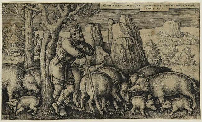 The Prodigal Son is Reduced to Tending the Swine (No 3 from 