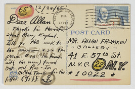 One postcard from H.C. Westermann to Allan Frumkin