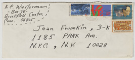 Envelope from H.C. Westermann to Jean Frumkin (The Connecticut Ballroom: Popeye and Pinocchio)